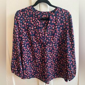 J. Crew Floral V Neck Blouse | size M